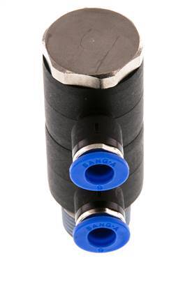 6mm x R3/8'' Manifold à 2 voies avec filetages mâles Laiton/PA 66 NBR Rotatif