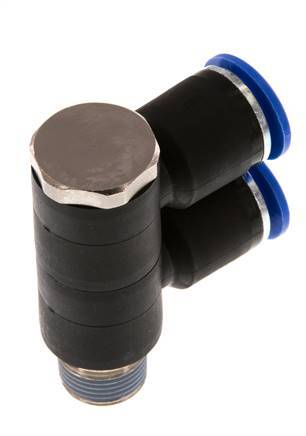 12mm x R3/8'' Manifold à 2 voies avec filetages mâles Laiton/PA 66 NBR Rotatif