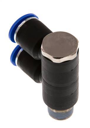 12mm x R3/8'' Manifold à 2 voies avec filetages mâles Laiton/PA 66 NBR Rotatif