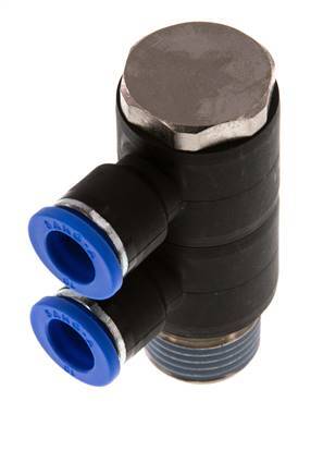 10mm x R1/2'' Manifold à 2 voies avec filetage mâle Laiton/PA 66 NBR Rotatif