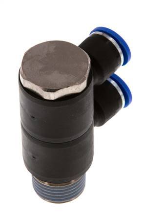 10mm x R1/2'' Manifold à 2 voies avec filetage mâle Laiton/PA 66 NBR Rotatif