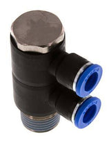 10mm x R1/2'' Manifold à 2 voies avec filetage mâle Laiton/PA 66 NBR Rotatif