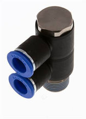12mm x R1/2'' Manifold à 2 voies avec filetages mâles Laiton/PA 66 NBR Rotatif