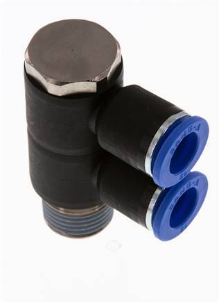 12mm x R1/2'' Manifold à 2 voies avec filetages mâles Laiton/PA 66 NBR Rotatif