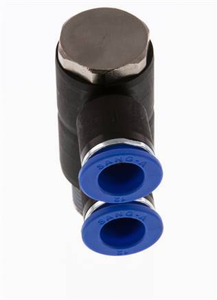 12mm x R1/2'' Manifold à 2 voies avec filetages mâles Laiton/PA 66 NBR Rotatif
