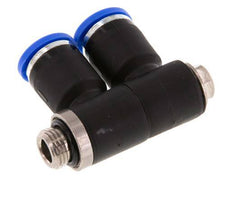8mm x G1/8'' Manifold à 2 voies avec filetage mâle Laiton/PA 66 NBR Rotatif