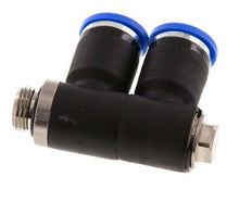 8mm x G1/8'' 2-way Manifold Push-in Fitting with Male Threads Brass/PA 66 NBR Rotatable