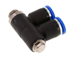 8mm x G1/8'' Manifold à 2 voies avec filetage mâle Laiton/PA 66 NBR Rotatif