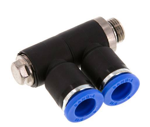 8mm x G1/8'' Manifold à 2 voies avec filetage mâle Laiton/PA 66 NBR Rotatif