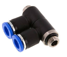 8mm x G1/8'' Manifold à 2 voies avec filetage mâle Laiton/PA 66 NBR Rotatif