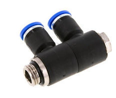 8mm x G1/4'' 2-way Manifold Push-in Fitting with Male Threads Brass/PA 66 NBR Rotatable