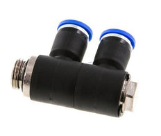 8mm x G1/4'' 2-way Manifold Push-in Fitting with Male Threads Brass/PA 66 NBR Rotatable