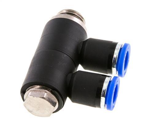 8mm x G1/4'' Manifold à 2 voies avec filetage mâle Laiton/PA 66 NBR Rotatif