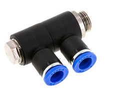 8mm x G1/4'' Manifold à 2 voies avec filetage mâle Laiton/PA 66 NBR Rotatif
