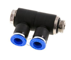 8mm x G1/4'' Manifold à 2 voies avec filetage mâle Laiton/PA 66 NBR Rotatif