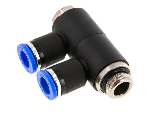 8mm x G1/4'' Manifold à 2 voies avec filetage mâle Laiton/PA 66 NBR Rotatif