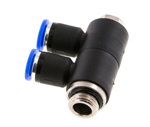 8mm x G1/4'' Manifold à 2 voies avec filetage mâle Laiton/PA 66 NBR Rotatif