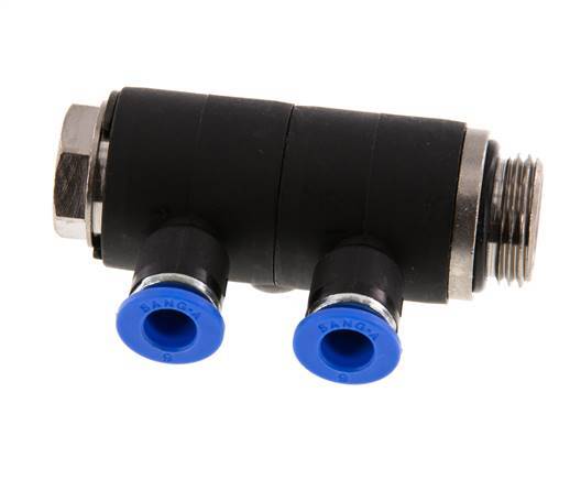 6mm x G3/8'' Manifold à 2 voies avec filetage mâle Laiton/PA 66 NBR Rotatif