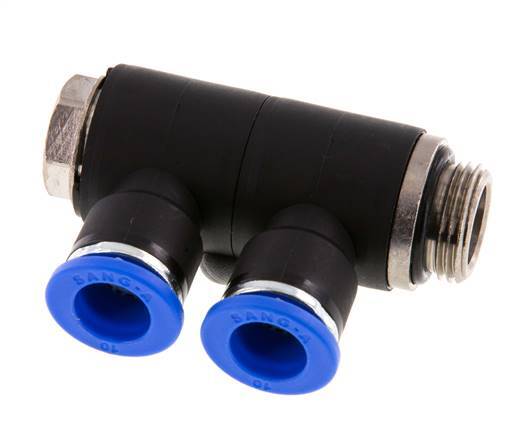 10mm x G3/8'' Manifold à 2 voies avec filetage mâle Laiton/PA 66 NBR rotatif