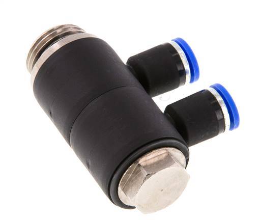 8mm x G1/2'' Manifold à 2 voies avec filetage mâle Laiton/PA 66 NBR Rotatif