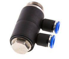 8mm x G1/2'' Manifold à 2 voies avec filetage mâle Laiton/PA 66 NBR Rotatif