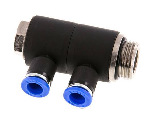 8mm x G1/2'' Manifold à 2 voies avec filetage mâle Laiton/PA 66 NBR Rotatif