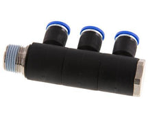 8mm x R3/8'' Manifold à 3 voies avec filetage mâle Laiton/PA 66 NBR Rotatif