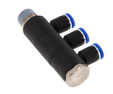 8mm x R3/8'' Manifold à 3 voies avec filetage mâle Laiton/PA 66 NBR Rotatif