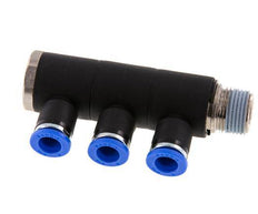 8mm x R3/8'' Manifold à 3 voies avec filetage mâle Laiton/PA 66 NBR Rotatif