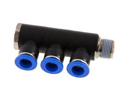 10mm x R3/8'' Manifold à 3 voies avec filetage mâle Laiton/PA 66 NBR Rotatif