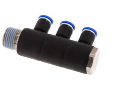 8mm x R1/2'' Manifold à 3 voies avec filetage mâle Laiton/PA 66 NBR Rotatif