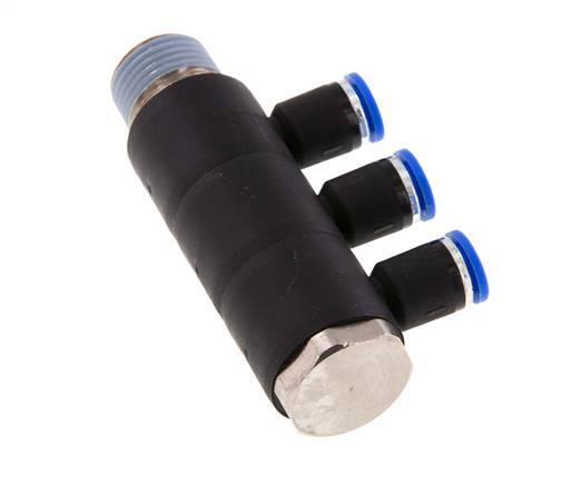 8mm x R1/2'' Manifold à 3 voies avec filetage mâle Laiton/PA 66 NBR Rotatif