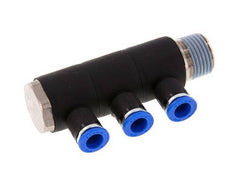 8mm x R1/2'' Manifold à 3 voies avec filetage mâle Laiton/PA 66 NBR Rotatif