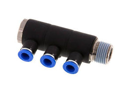 8mm x R1/2'' Manifold à 3 voies avec filetage mâle Laiton/PA 66 NBR Rotatif