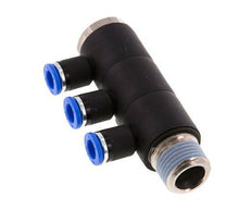 8mm x R1/2'' Manifold à 3 voies avec filetage mâle Laiton/PA 66 NBR Rotatif