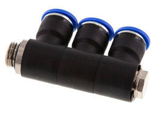 10mm x G1/4'' Manifold à 3 voies avec filetage mâle Laiton/PA 66 NBR Rotatif