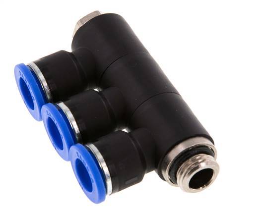 10mm x G1/4'' Manifold à 3 voies avec filetage mâle Laiton/PA 66 NBR Rotatif