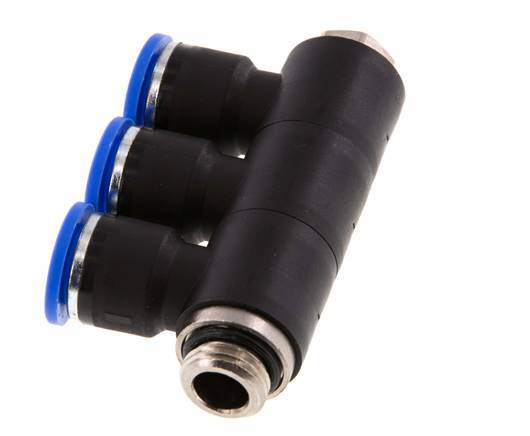 10mm x G1/4'' Manifold à 3 voies avec filetage mâle Laiton/PA 66 NBR Rotatif