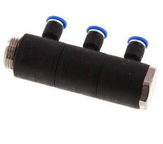 4mm x G3/8'' Manifold à 3 voies avec filetage mâle Laiton/PA 66 NBR Rotatif