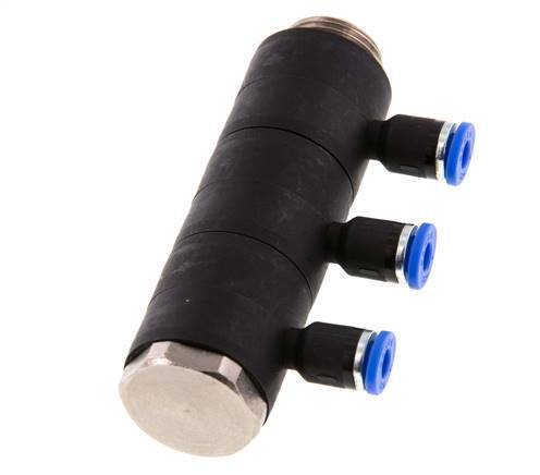 4mm x G3/8'' Manifold à 3 voies avec filetage mâle Laiton/PA 66 NBR Rotatif