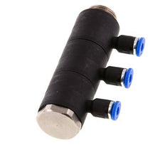 4mm x G3/8'' Manifold à 3 voies avec filetage mâle Laiton/PA 66 NBR Rotatif
