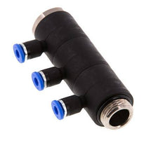 4mm x G3/8'' Manifold à 3 voies avec filetage mâle Laiton/PA 66 NBR Rotatif