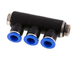 10mm x G3/8'' Manifold à 3 voies avec filetage mâle Laiton/PA 66 NBR Rotatif