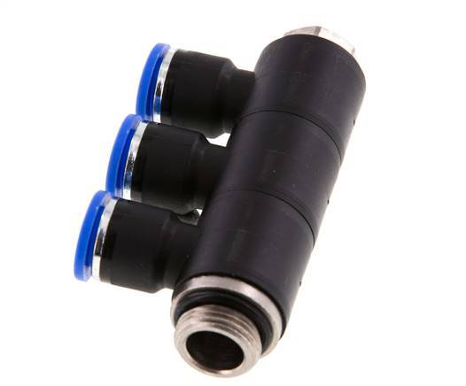 10mm x G3/8'' Manifold à 3 voies avec filetage mâle Laiton/PA 66 NBR Rotatif