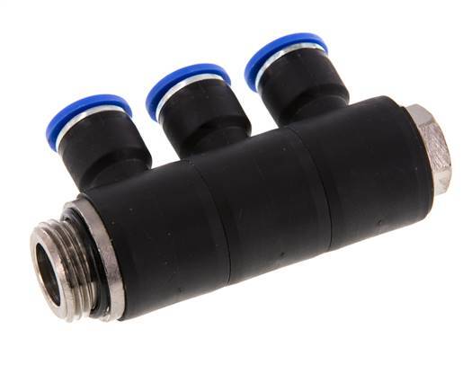 10mm x G1/2'' Manifold à 3 voies avec filetage mâle Laiton/PA 66 NBR Rotatif