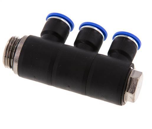 10mm x G1/2'' Manifold à 3 voies avec filetage mâle Laiton/PA 66 NBR Rotatif