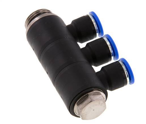 10mm x G1/2'' Manifold à 3 voies avec filetage mâle Laiton/PA 66 NBR Rotatif