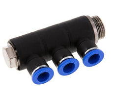 10mm x G1/2'' Manifold à 3 voies avec filetage mâle Laiton/PA 66 NBR Rotatif