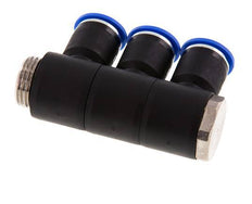12mm x G1/2'' 3-way Manifold Push-in Fitting with Male Threads Brass/PA 66 NBR Rotatable