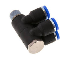 6mm x R1/8'' Manifold à 4 voies avec filetage mâle Laiton/PA 66 NBR Rotatif